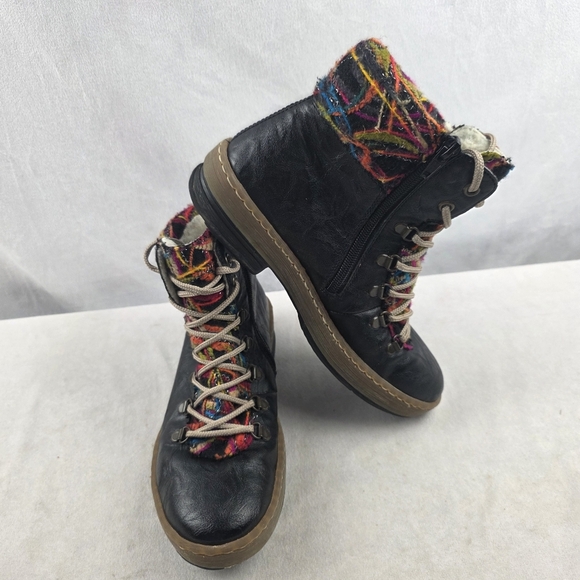 Rieker Z6743 Felicitas Women's Black and Multicolor Ankle Boots Size 38 - Picture 2 of 7